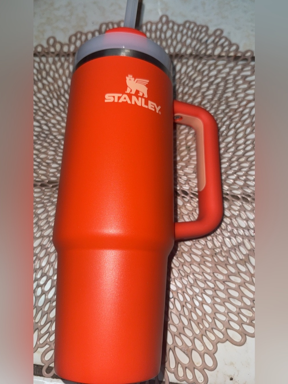Stanley Bright Orange Insulated Travel Mug with Handle